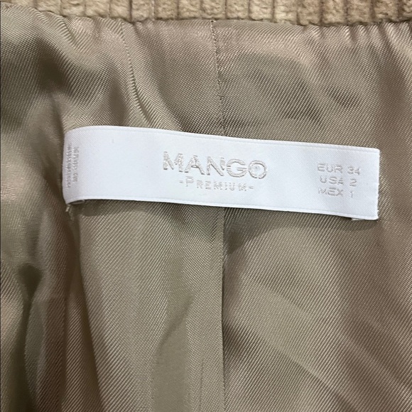 Mango MNG Structured Tan Brown Double Breasted Corduroy Blazer size 2 - Picture 7 of 8